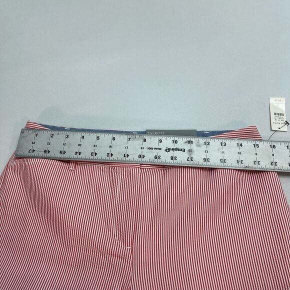 NWT Talbots Perfect Crop Slim Fit Crop Length Red White Seersucker Pants Size 4 - Picture 2 of 8